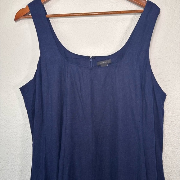 NWOT Halogen Linen Blend Navy Blue Sleeveless Dress Women's Size Large - Picture 4 of 8